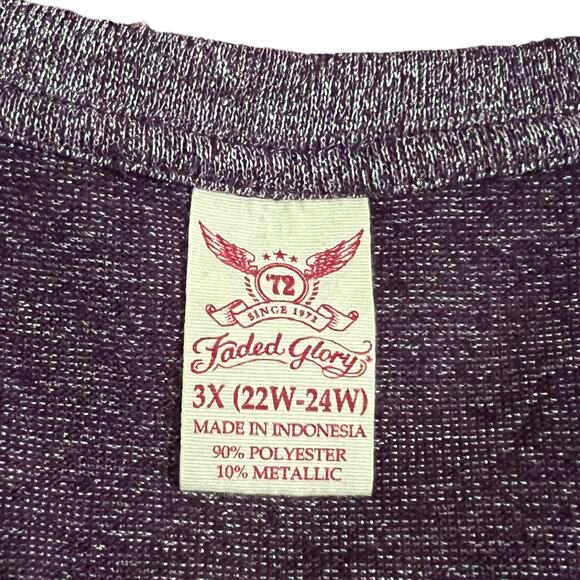 Faded Glory Size 3X (22-24W) V-Neck Long Sleeve Round Hem Pullover - Picture 6 of 13